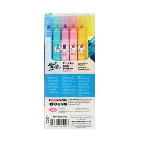 MONT MARTE ERASABLE DUAL END Markers 6pc (1)